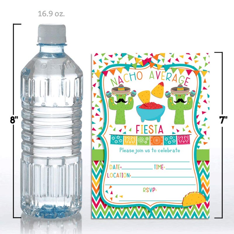 Amanda Creation Nacho Average Party Chips, Dip & Taco Themed Fiesta Birthday Party Invitations, 20 5x7 Fill In Cards with Twenty White Envelopes by AmandaCreation - Image 4